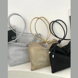 Rhinestone Knotted Strap Crossbody Bag