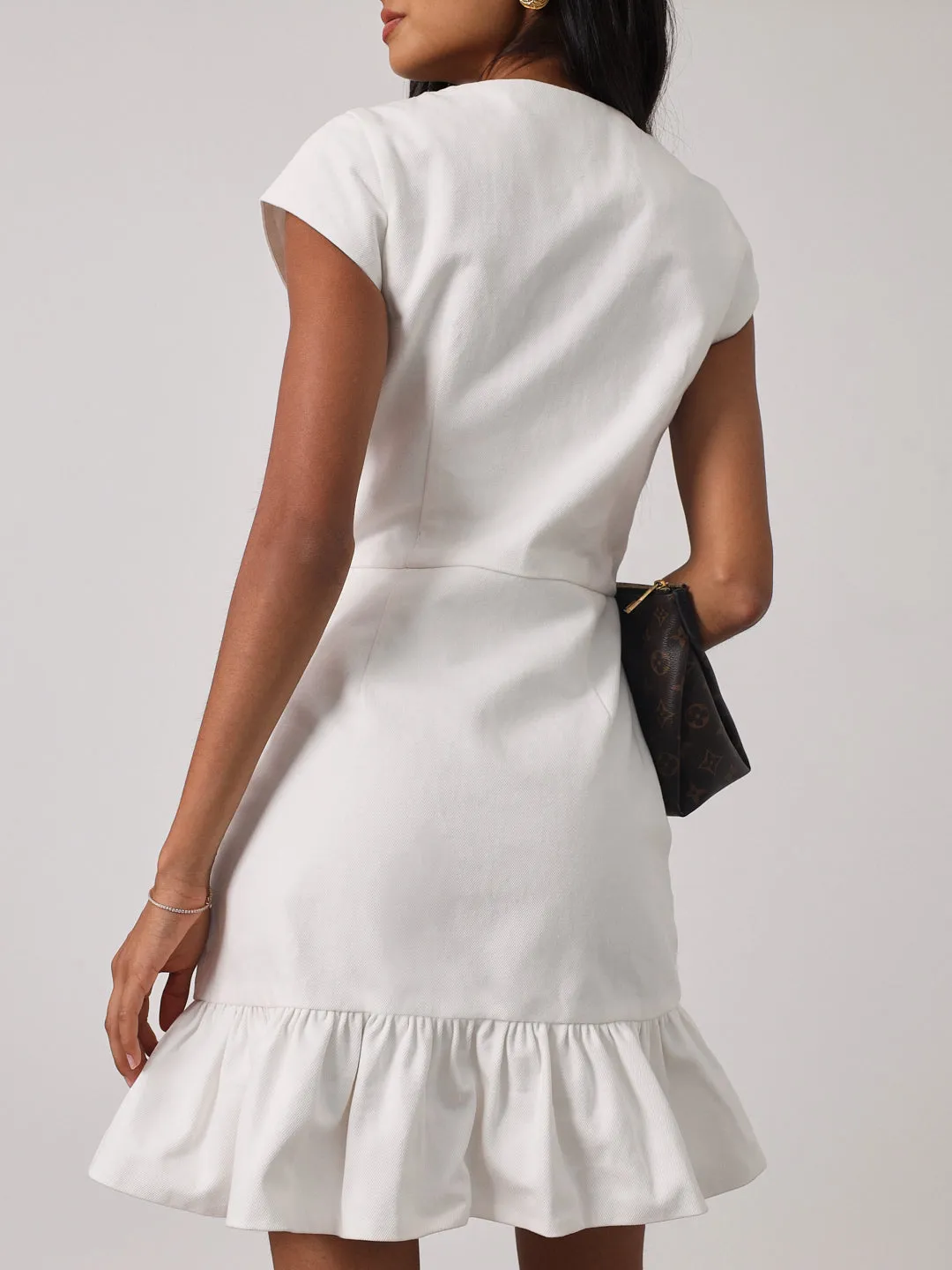 Riann Denim Elegance Dress | White