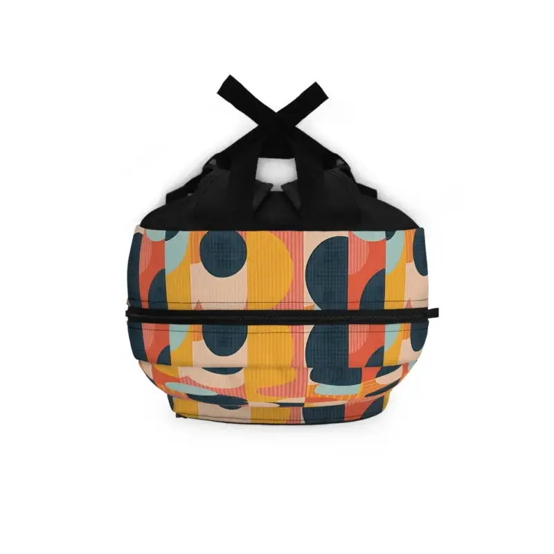 Roomy Backpack with Pastel Geometric Pattern
