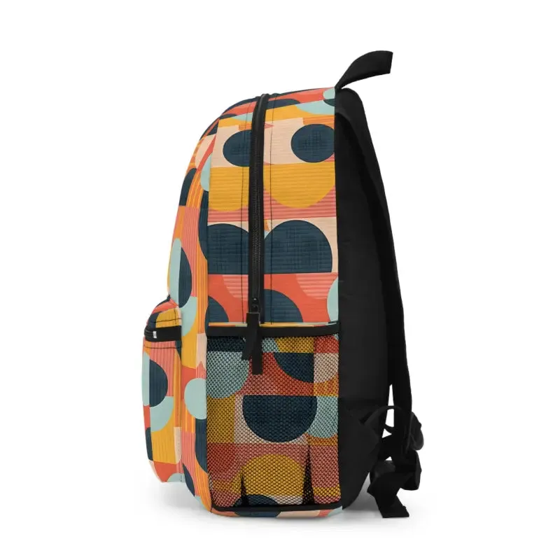 Roomy Backpack with Pastel Geometric Pattern