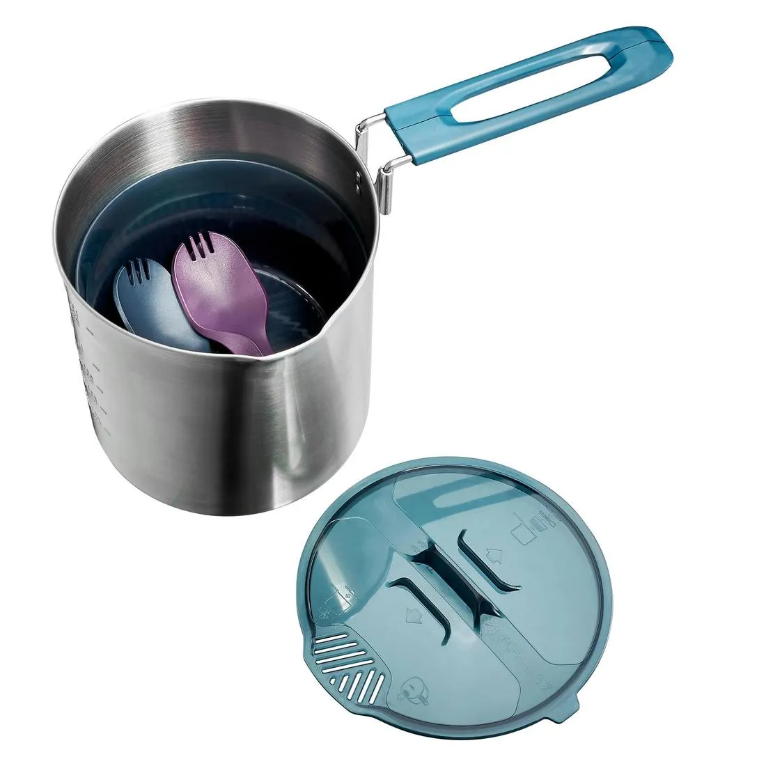 Stainless Steel Trekking Cooking Set 1.6 L 2 Person - Trek 500