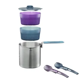 Stainless Steel Trekking Cooking Set 1.6 L 2 Person - Trek 500