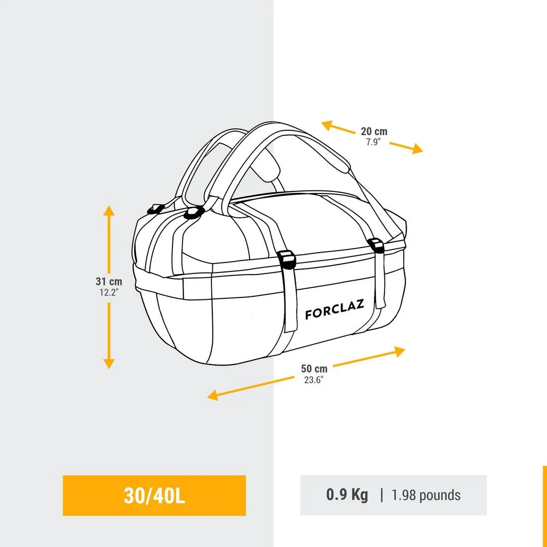 Trekking Carry Bag - 30 L to 40 L - DUFFEL 500 EXTEND