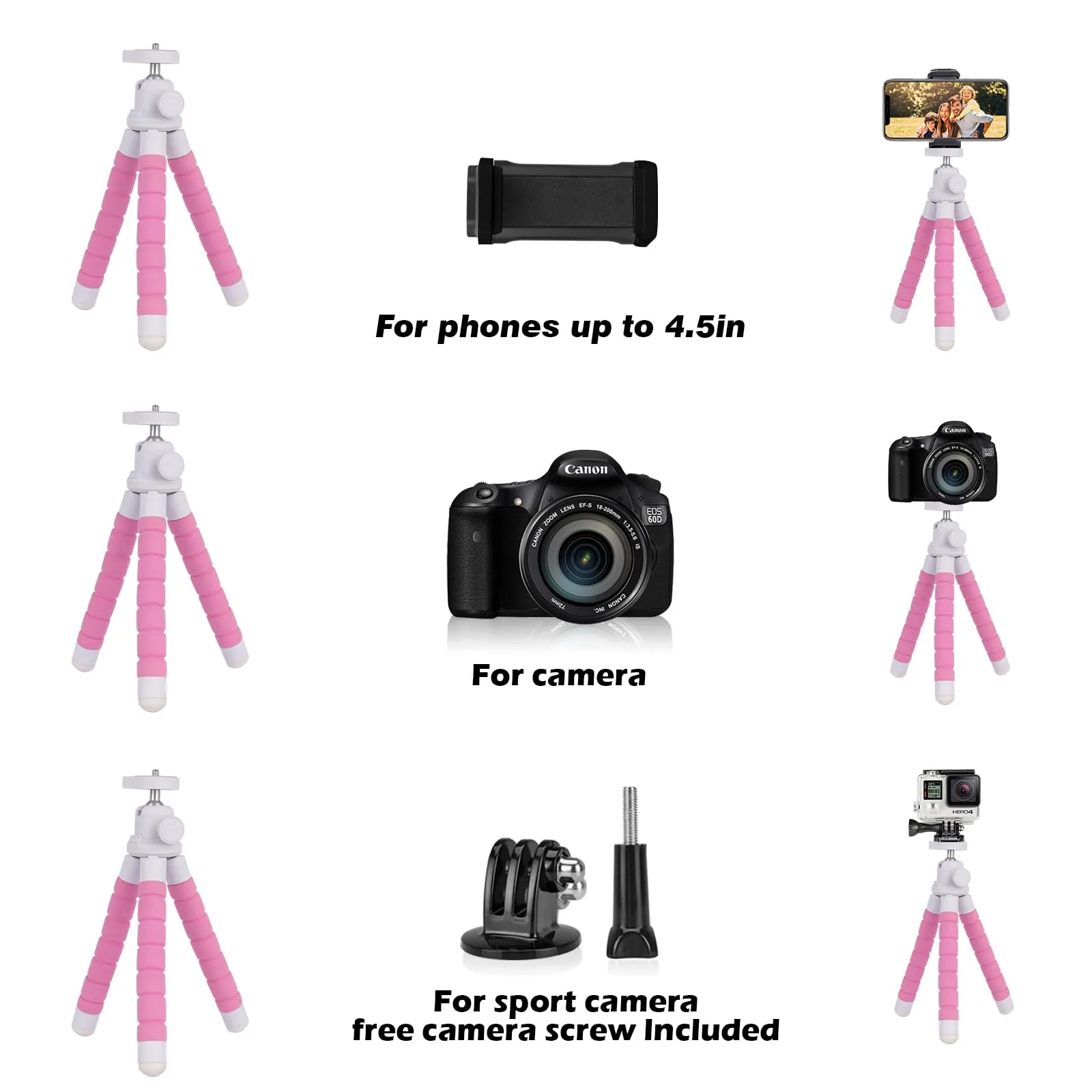 UBeesize Phone Tripod, Portable and Flexible Tripod with Wireless Remote and Clip, Cell Phone Tripod Stand for Video Recording(Pink)