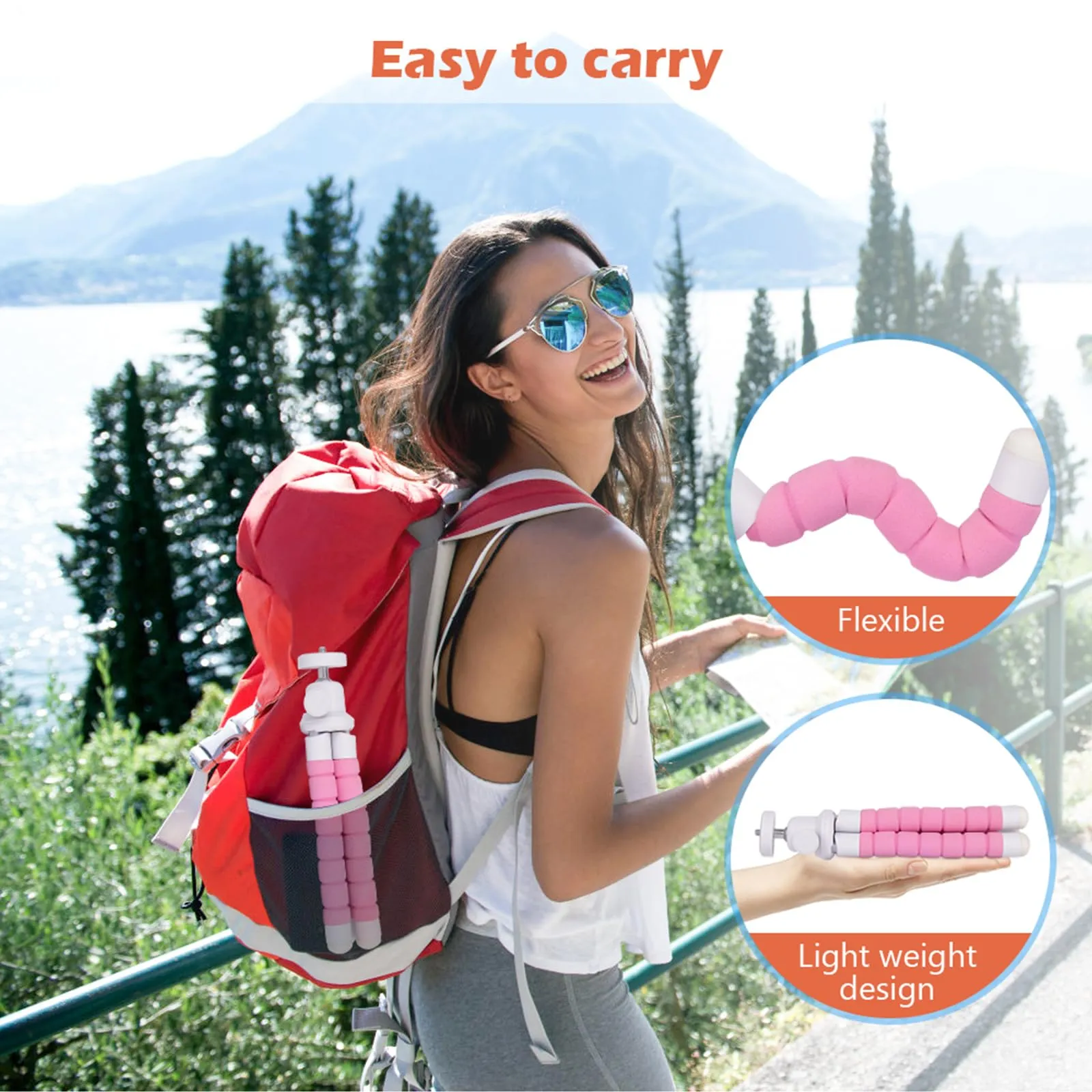 UBeesize Phone Tripod, Portable and Flexible Tripod with Wireless Remote and Clip, Cell Phone Tripod Stand for Video Recording(Pink)