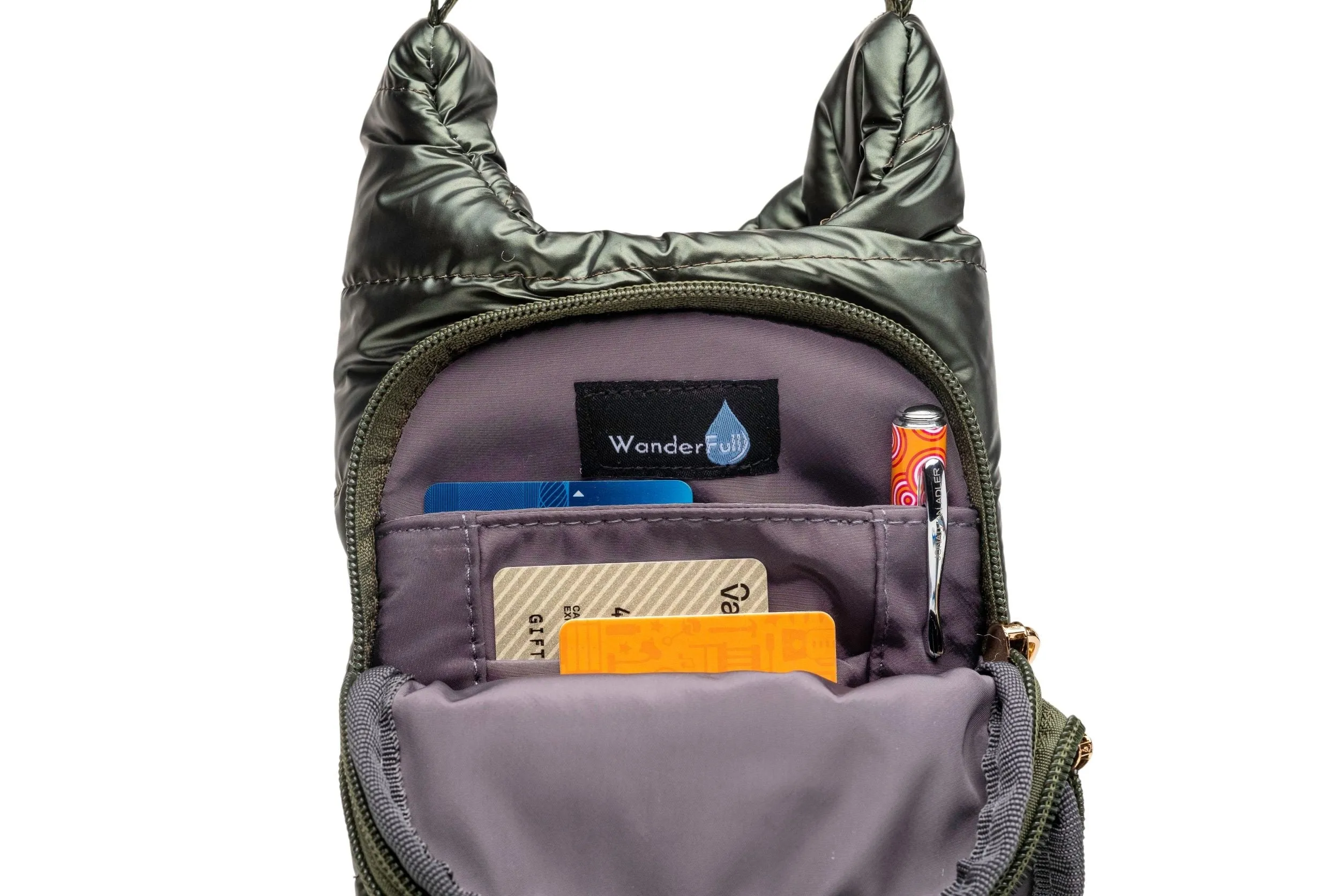 WanderFull HydroBag Green CrossBody with Camo Strap