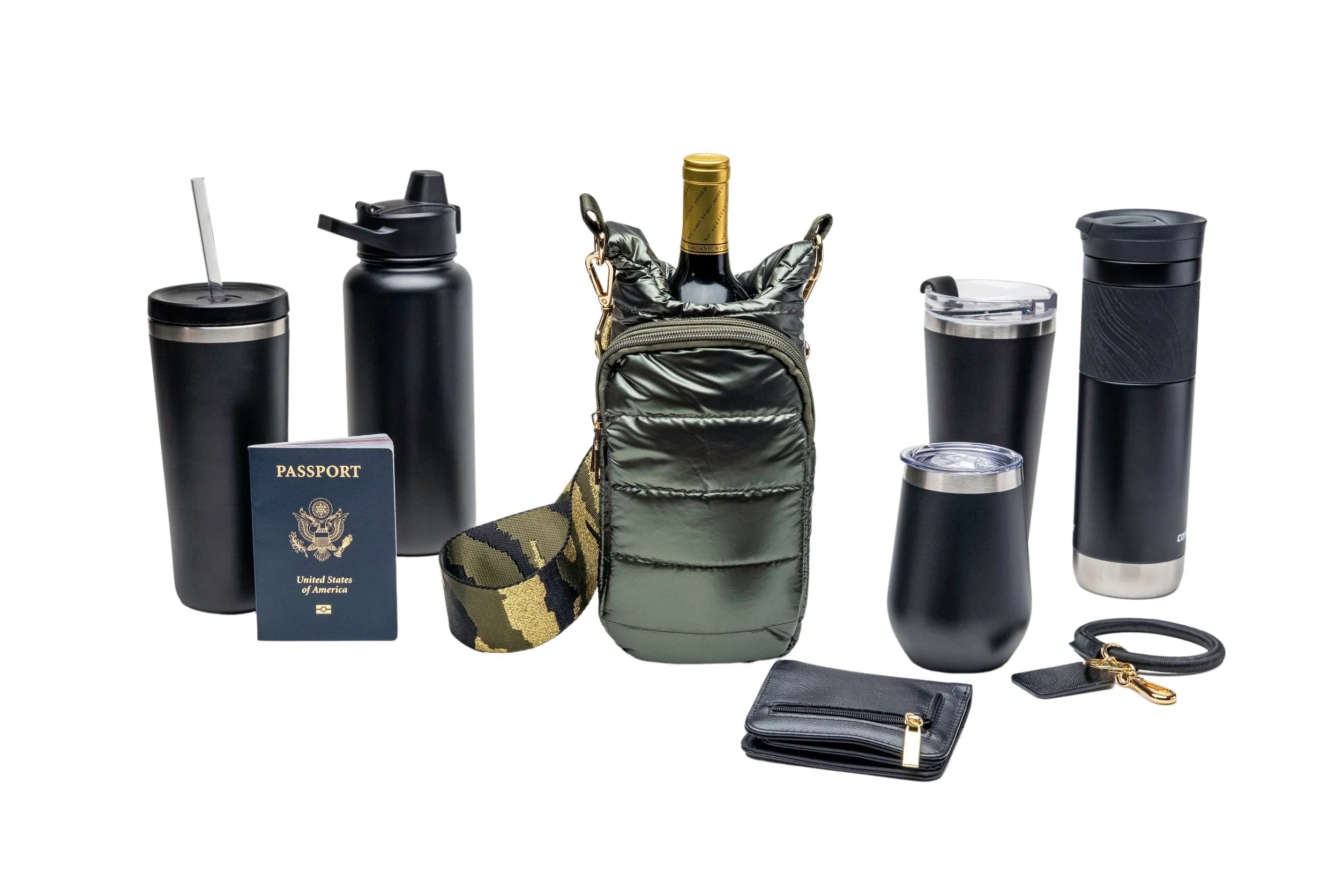 WanderFull HydroBag Green CrossBody with Camo Strap