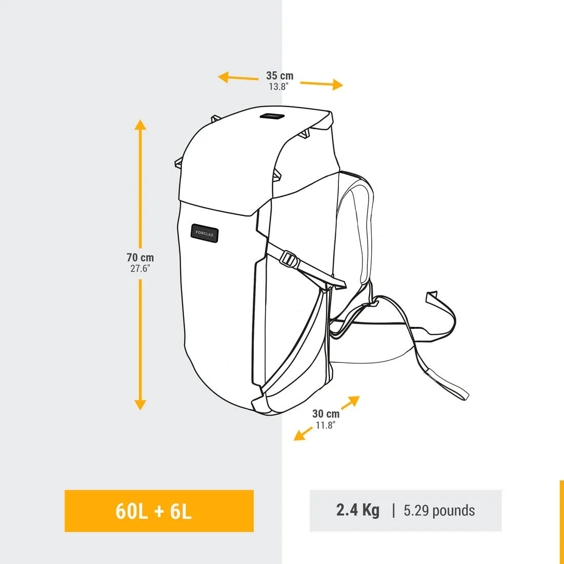 Women’s Travel Trekking Backpack with Suitcase Opening Travel 900 60 6 L